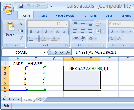 get the linest on excel for mac