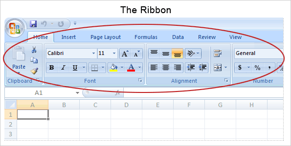 Microsoft Office Excel 2007 ribbon