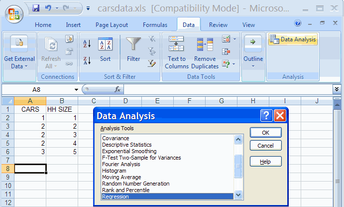 How To Do Simple Regression In Excel 2010