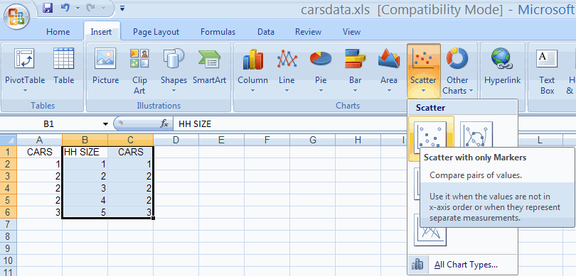 Excel 2007 Scatter Chart