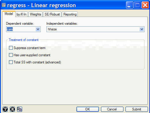 Stata regression