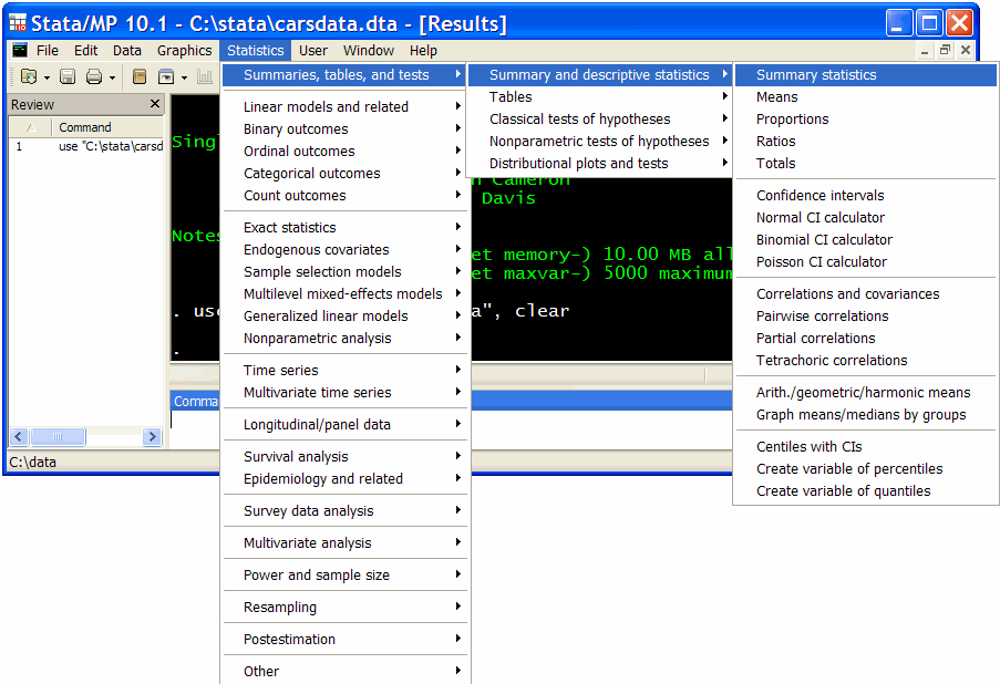 Stata summarize