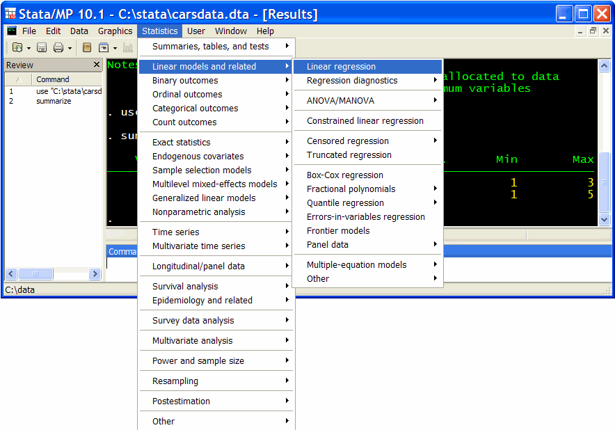 Stata regression